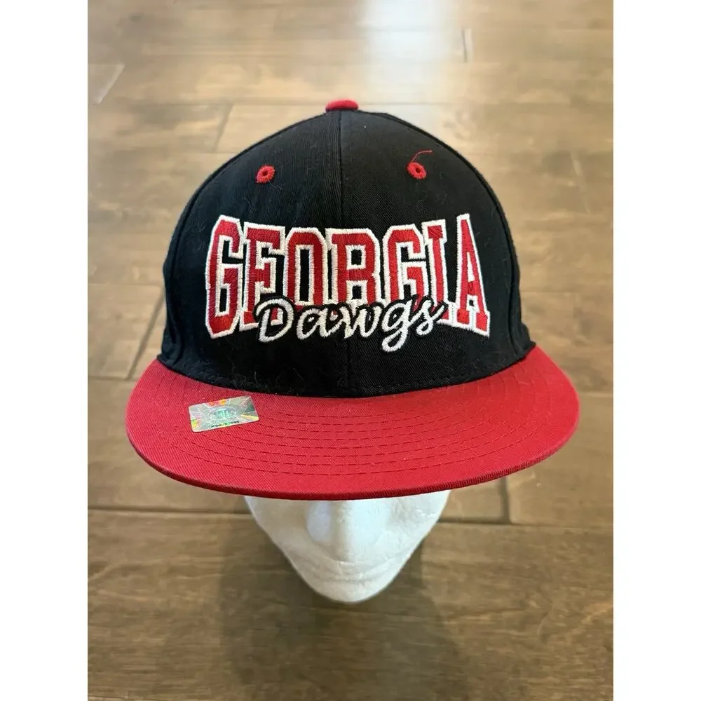 Top Of The World Mens Black Red Georgia Dawgs Bulldogs Adjustable SnapBack Hat